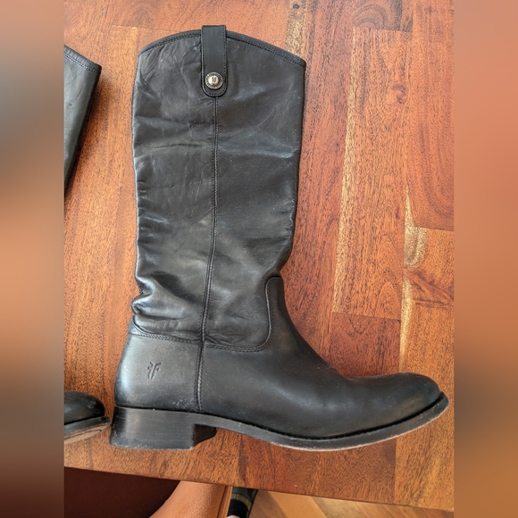 Frye tall black Melissa button leather boots side 8.5 - Picture 3 of 6